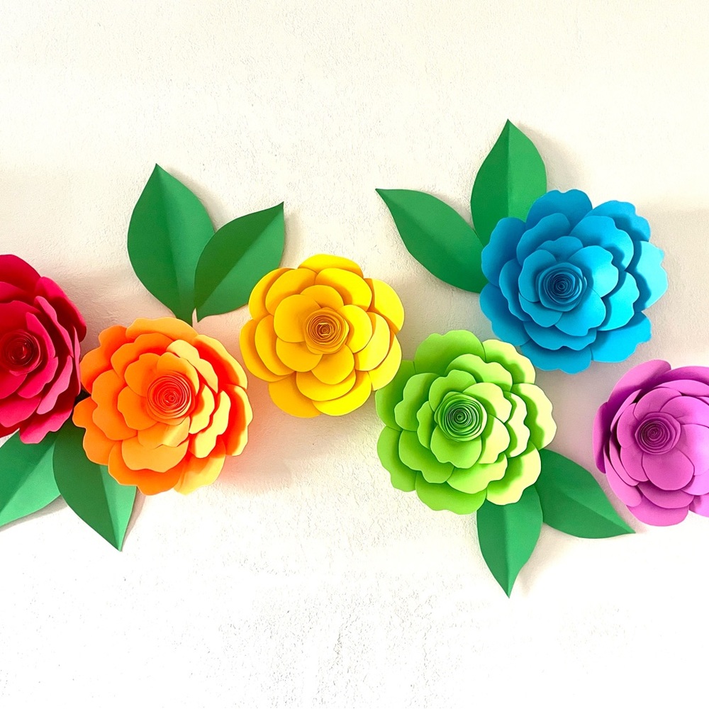 Handmade Rainbow paper flower wall decor